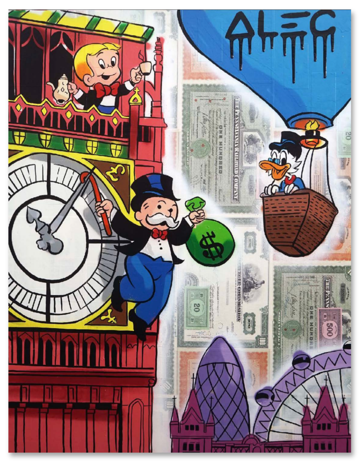 Team in London Calling in Red Phone Booth - Alec Monopoly - Eden