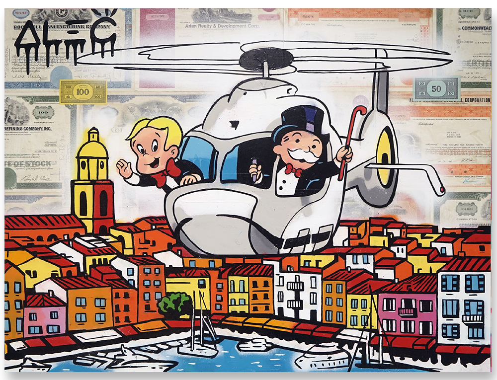 Hommage à Alec Monopoly - Grande Impression Pop Art 120x160 Cm - Alu Dibond Et Plexiglas