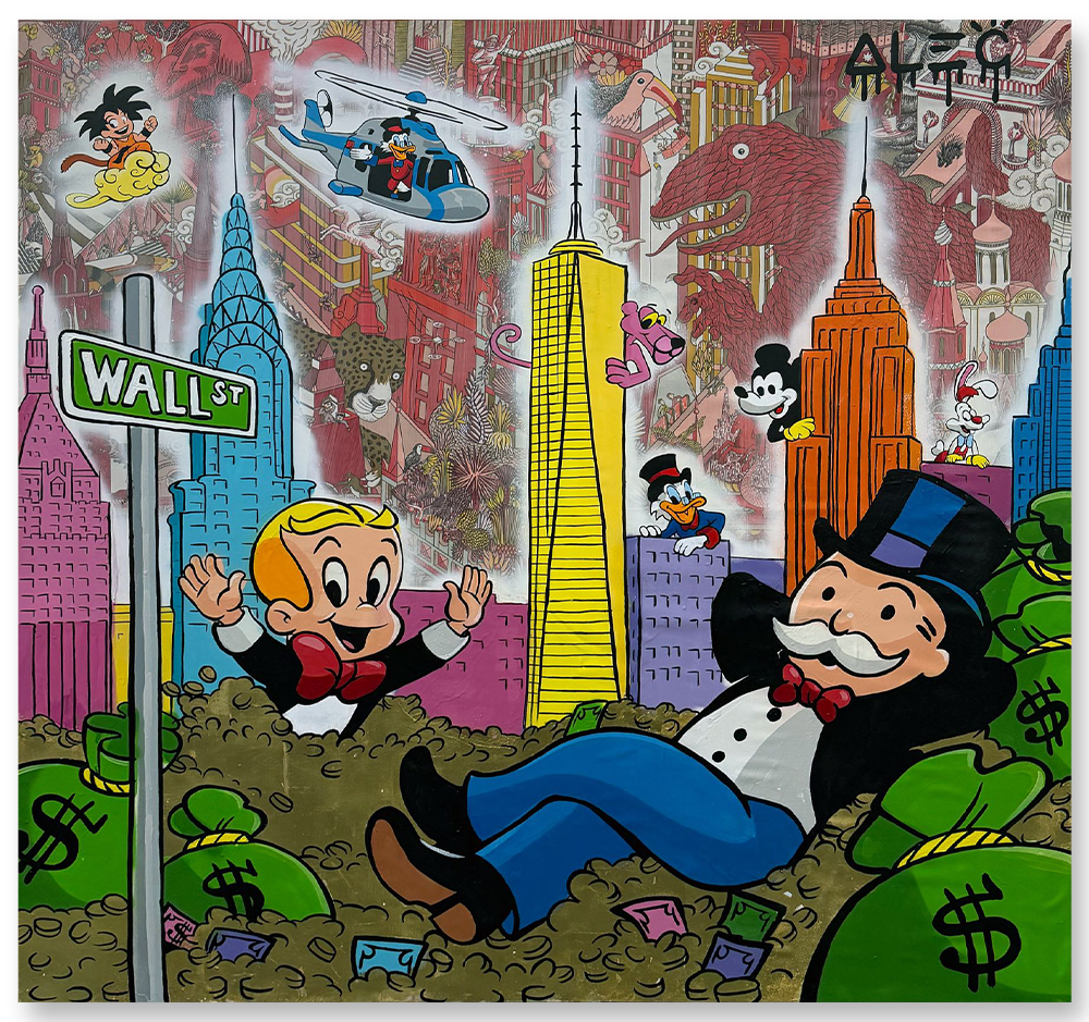 Team in London Calling in Red Phone Booth - Alec Monopoly - Eden